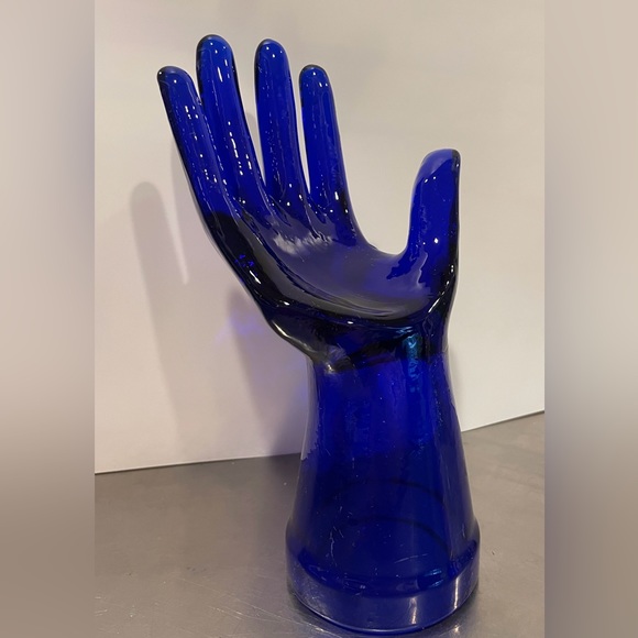 Cobalt blue glass hand ring tree - Picture 1 of 9
